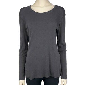 M0851 Luxury Long Sleeves Soft Viscose Athleisure Scoop‎ Neck Gray T-Shirt sz 8